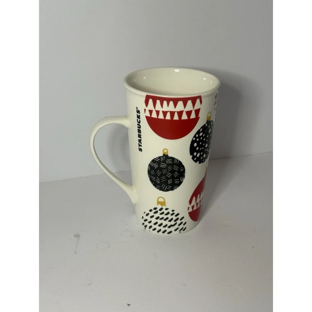 Starbucks 2016 Latte Holiday Mug 17 Oz Christmas Ornaments White Red Black